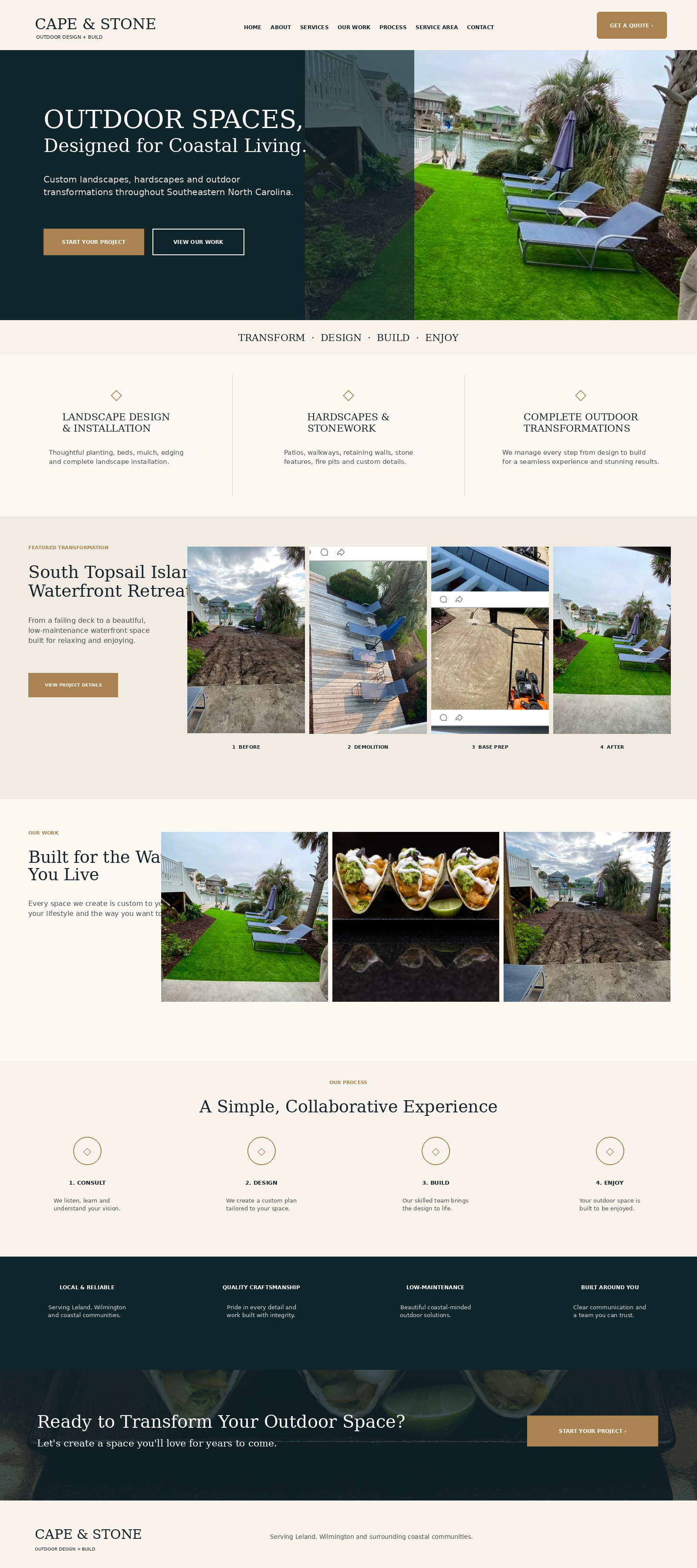 Cape & Stone concept website — desktop homepage
