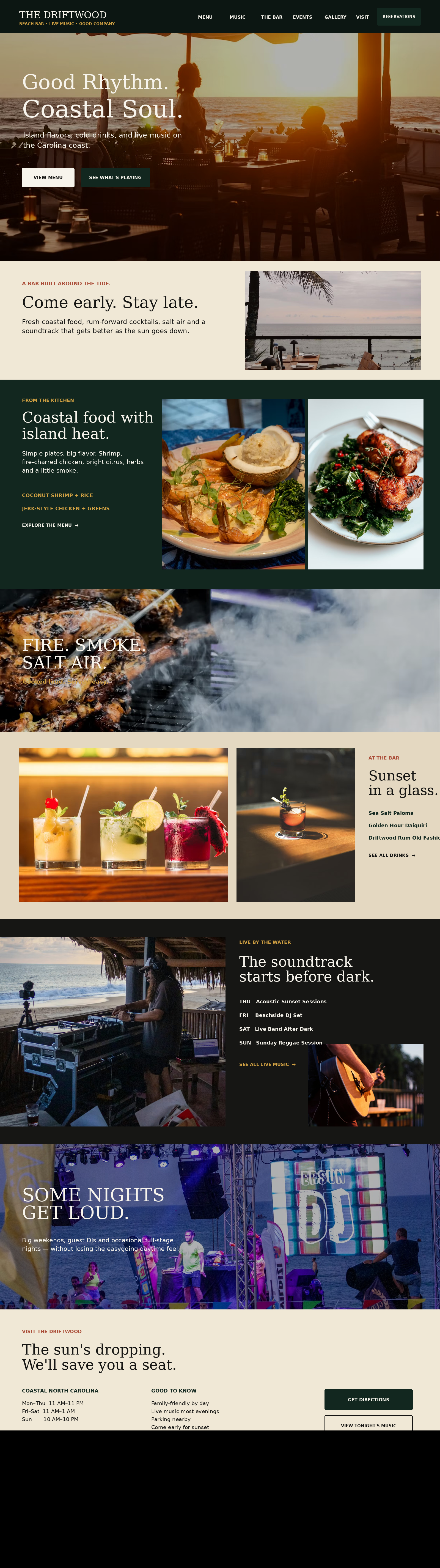 The Driftwood concept website — desktop homepage